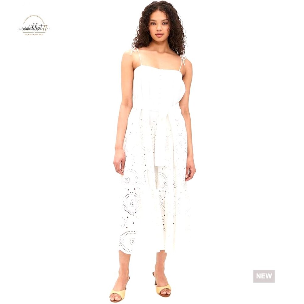 Small Cotton Maxi Dress with Square Neckline and Eyelet Embroidery